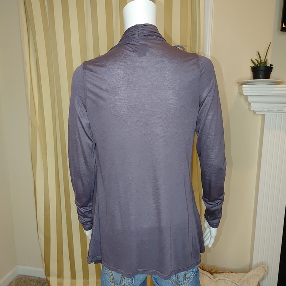 ANTHROPOLOGIE DELETTA PURPLE BOW OPEN FRONT CARDIGAN S - Picture 4 of 7
